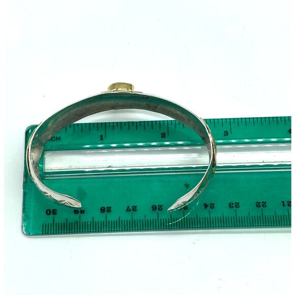 Sterling Turquoise 12k gold Buffalo Bangle Genevieve Jones Native American Made‎ - Picture 8 of 9